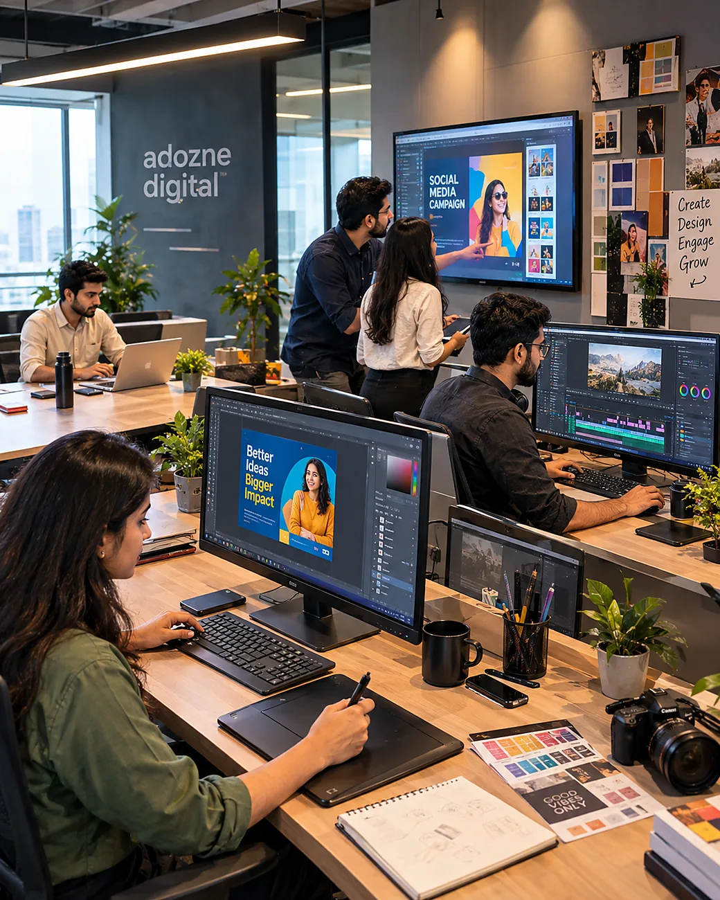 Adzone designers building brand creatives and social campaigns